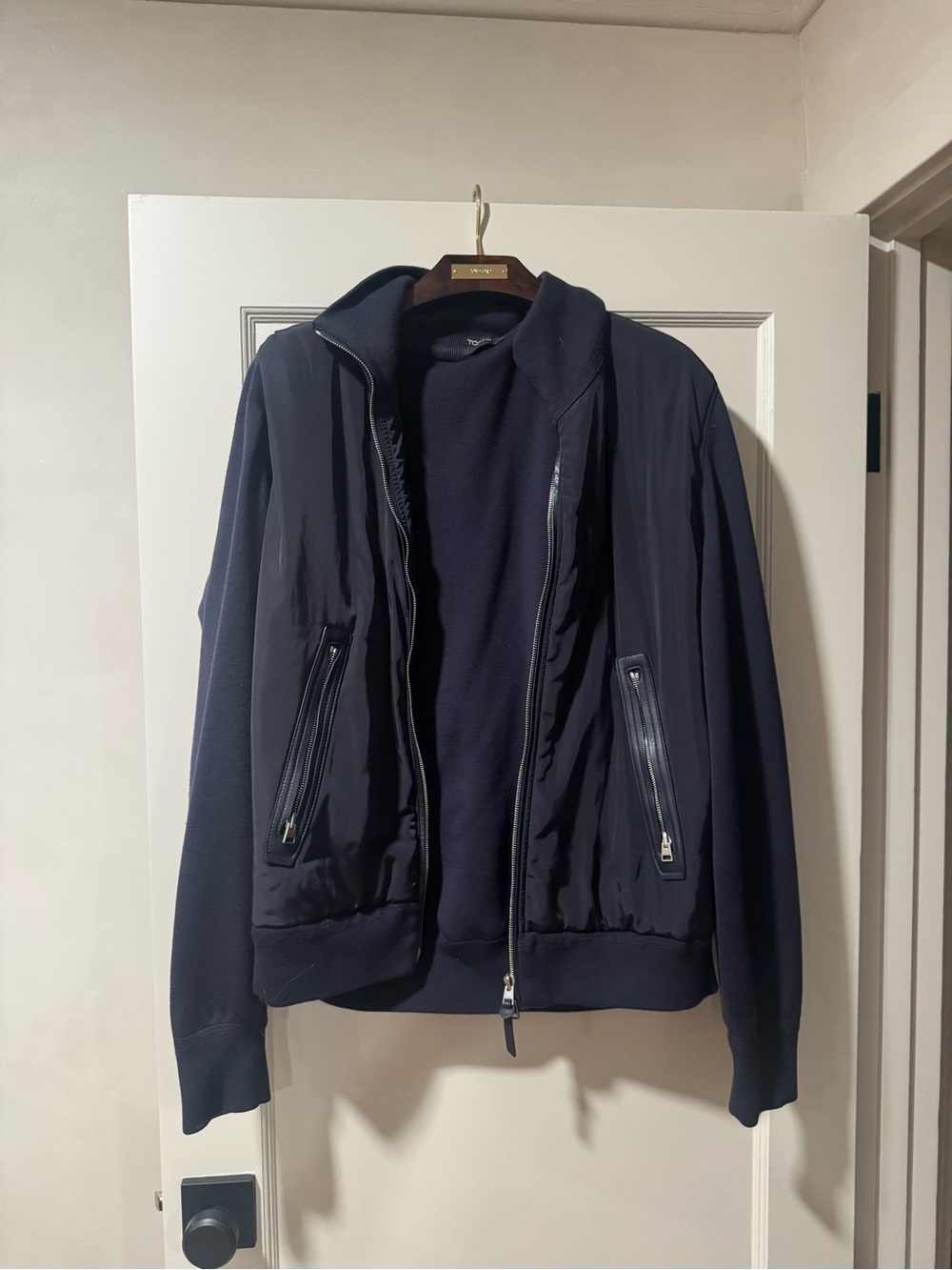 Tom Ford Mixed Media Zip Front Cardigan
